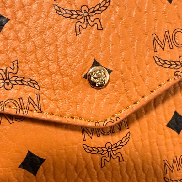 MCM Orange Leather Clutch - Picture 2 of 6
